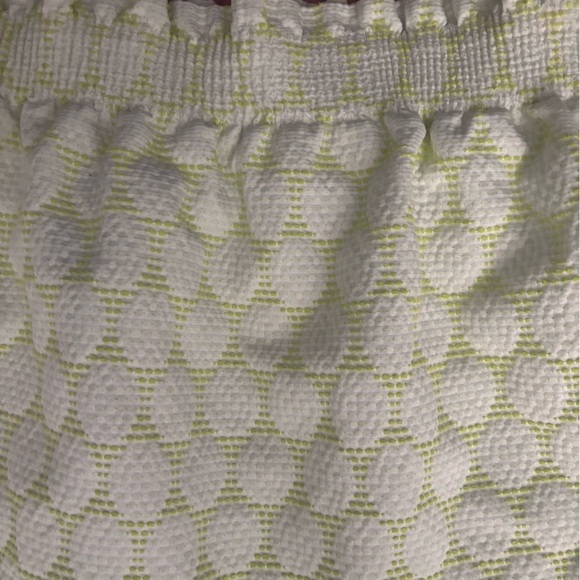 💚J CREW MINI SKIRT CASUAL COMFY PAPER BAG WAIST LIME GREEN & WHITE SZ 6💚 - Picture 4 of 13